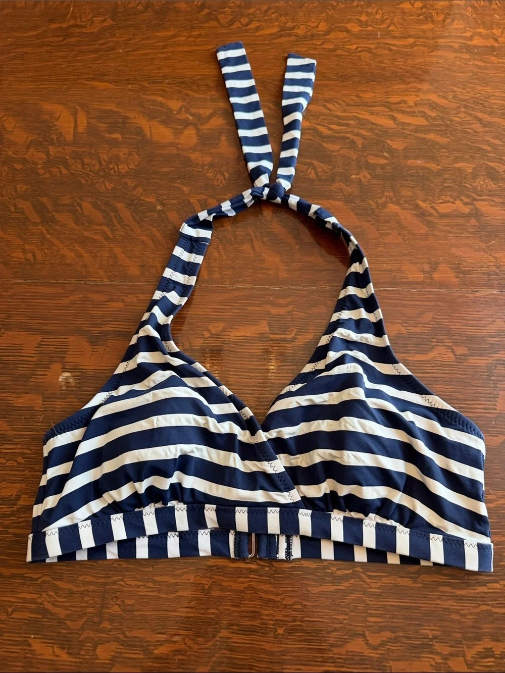 Garnet Hill Lavender and White Striped Bikini Top size 10